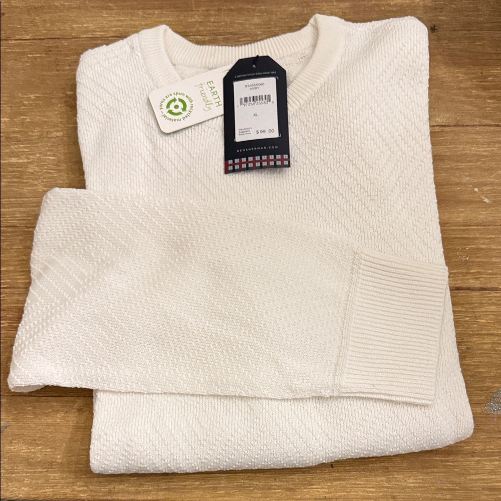 Ben Sherman Ivory Crewneck Sweater for Men